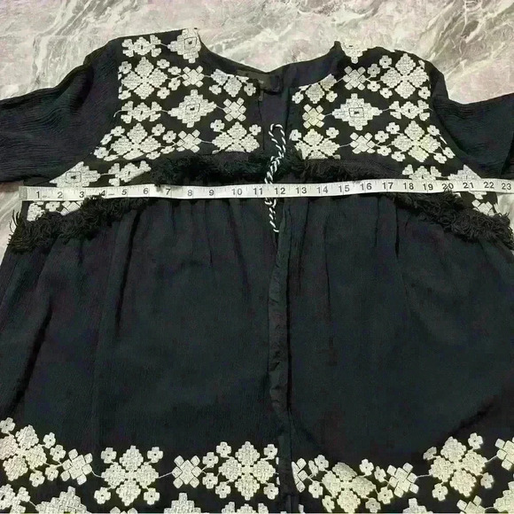 Mossimo Women’s Black White Embroidered Tassel Tie Jacket Wearable Art Size L - Picture 7 of 11
